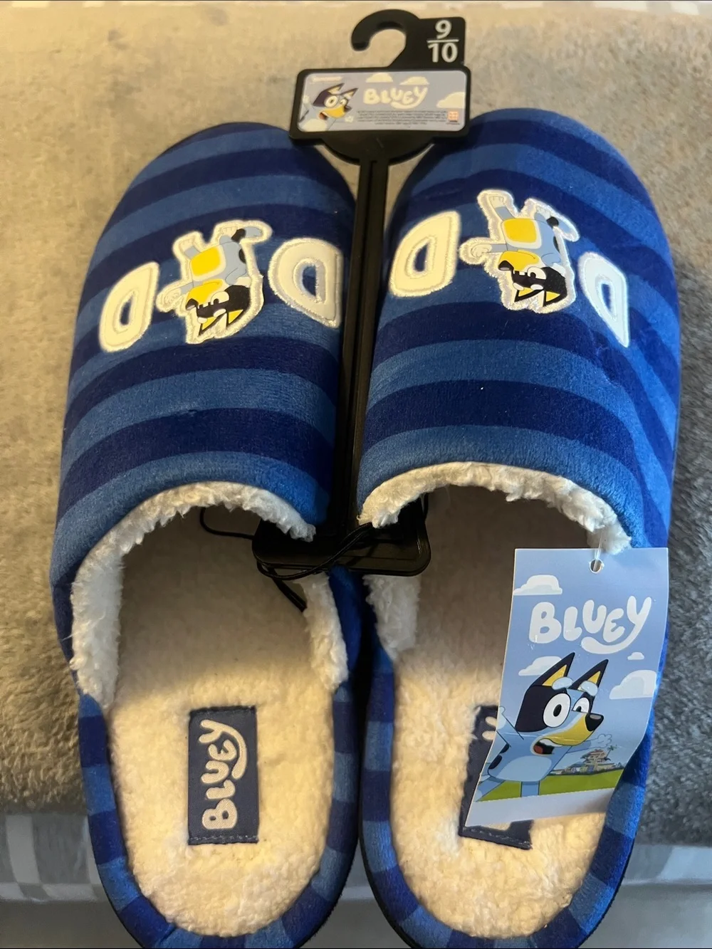 Mens Blue Striped Slippers - Brand